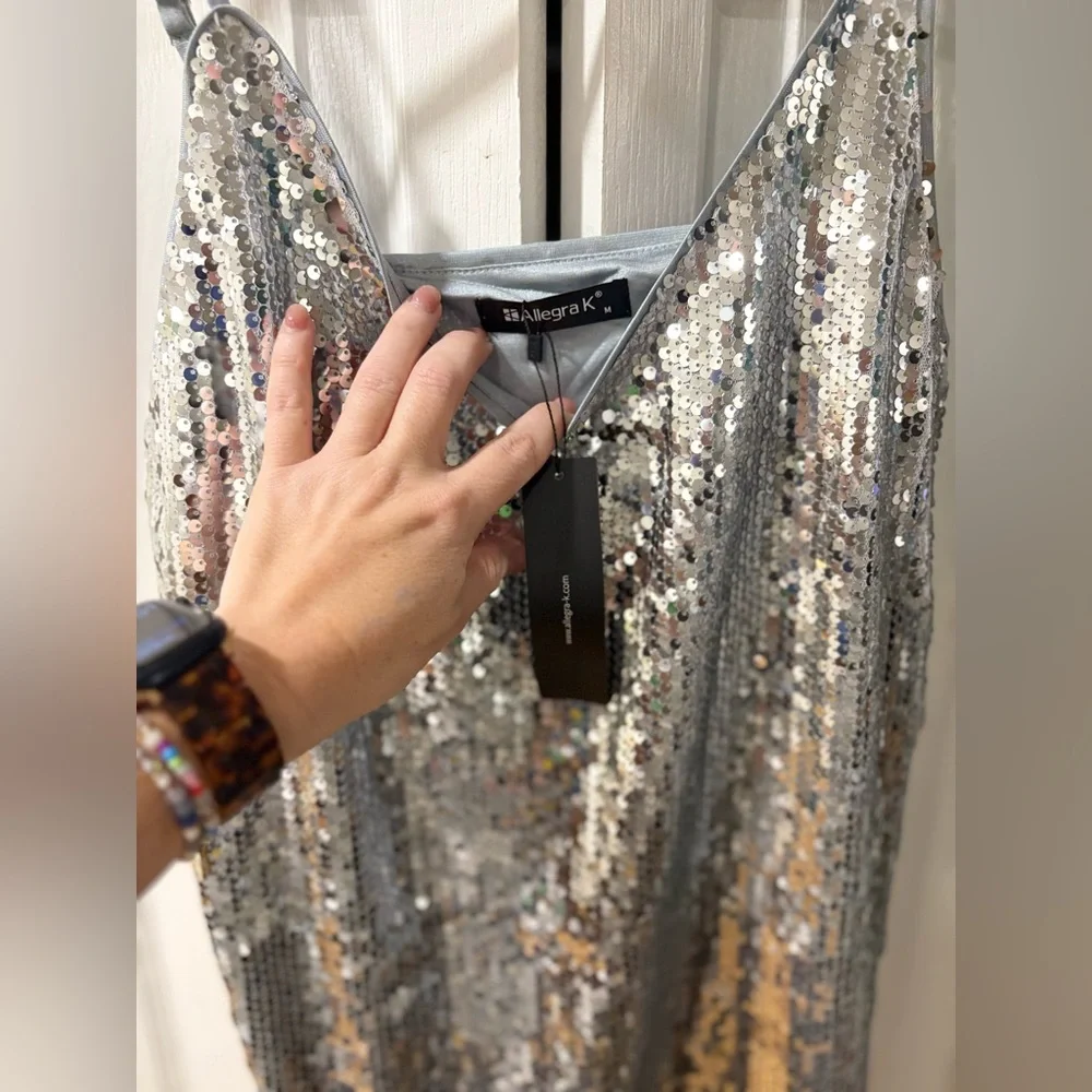 NWT Allegra K Sequin Cocktail Dress - Picture 3 of 5